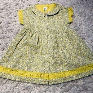 EUC Gap Yellow Floral Eyelet Toddler Dress
